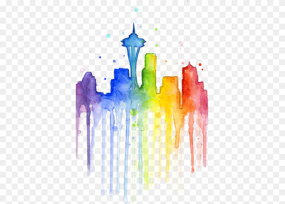 Rainbow Watercolor Transparent Seattle Rainbow Watercolor, Art, Modern Art, Graphics, Painting Png