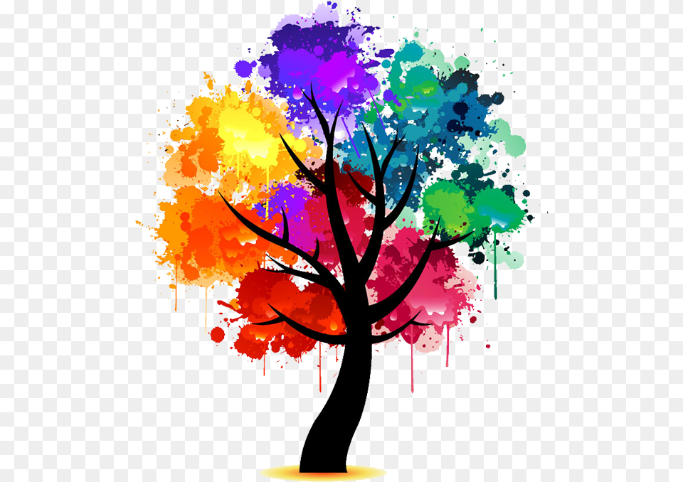 Rainbow Watercolor Tree Arts In The Park, Art, Graphics, Modern Art, Painting Png Image