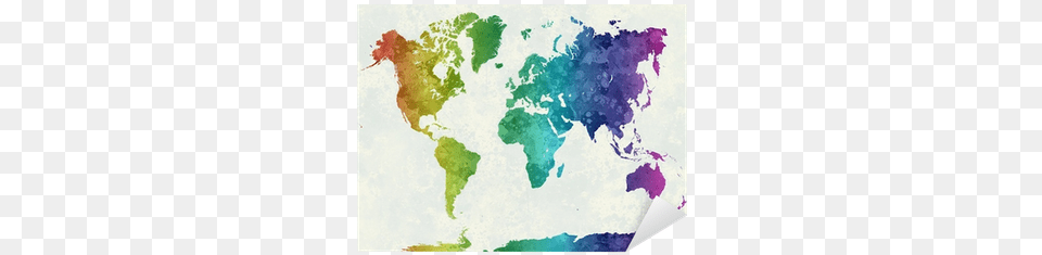 Rainbow Watercolor World Map, Chart, Plot, Atlas, Diagram Free Png
