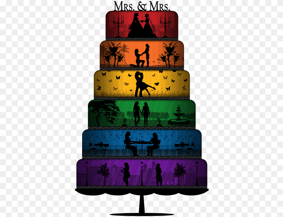 Rainbow Wedding Cake Gifts Amp Gear Pride Wedding Cake, Food, Dessert, Person, Adult Free Png