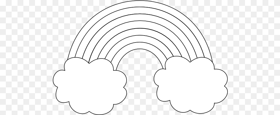 Rainbow With Clouds Outline Clip Art Transparent Rainbow Clipart Black And White, Arch, Architecture, Body Part, Hand Free Png Download