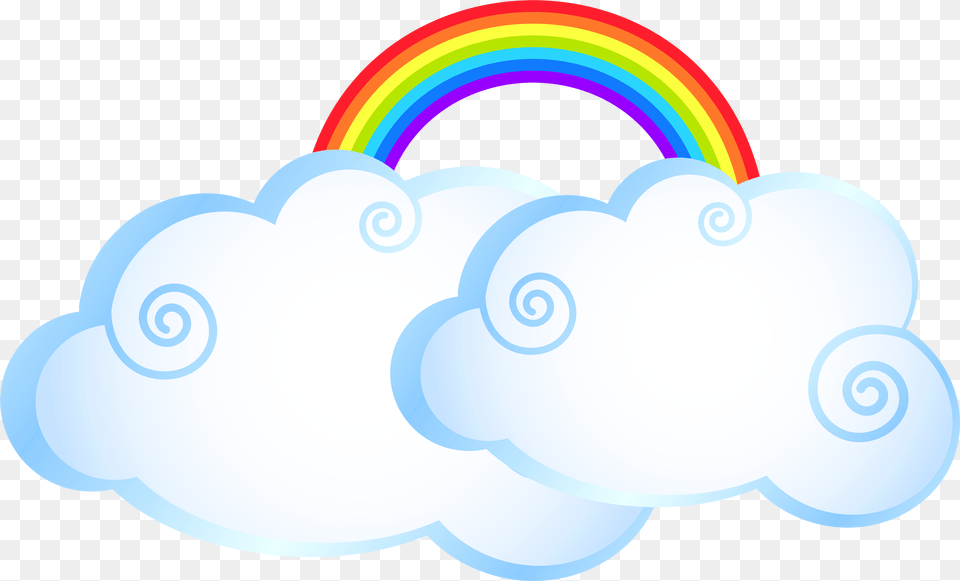 Rainbow With Clouds Transparent Cartoon Clouds Clipart, Light, Art, Graphics, Accessories Png