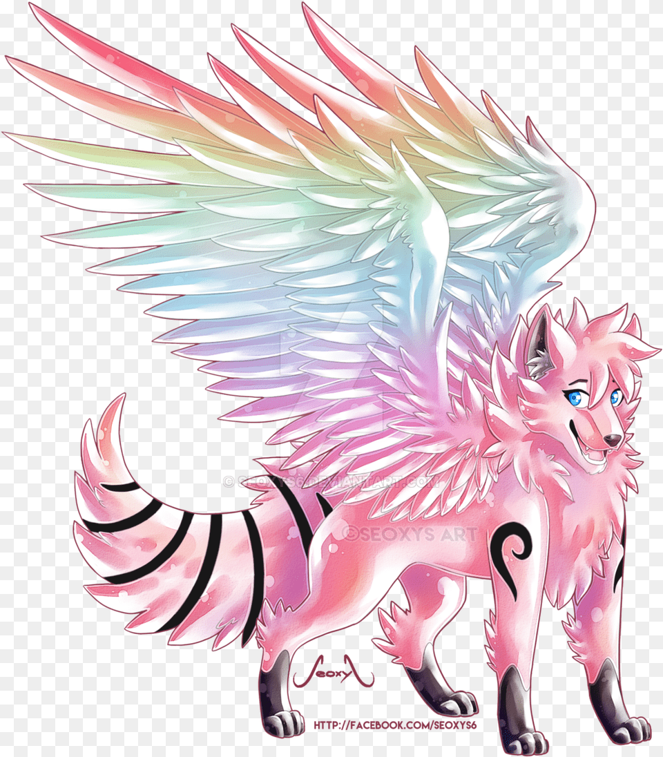 Rainbow Wolf Oc Commission By Seoxys6data Src Rainbow Wolf With Wings Free Png Download