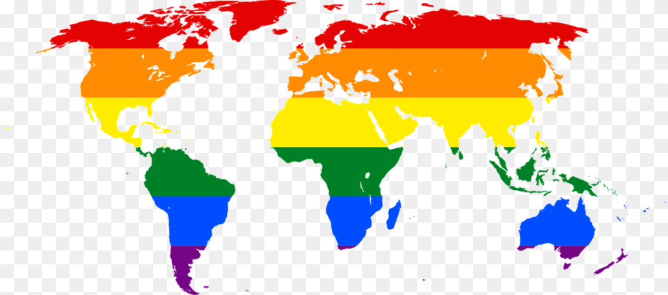 Rainbow World Map Symbol Lgbt Glbt Pride Banner Lgbtq World Map, Chart, Plot, Person, Atlas Free Png Download