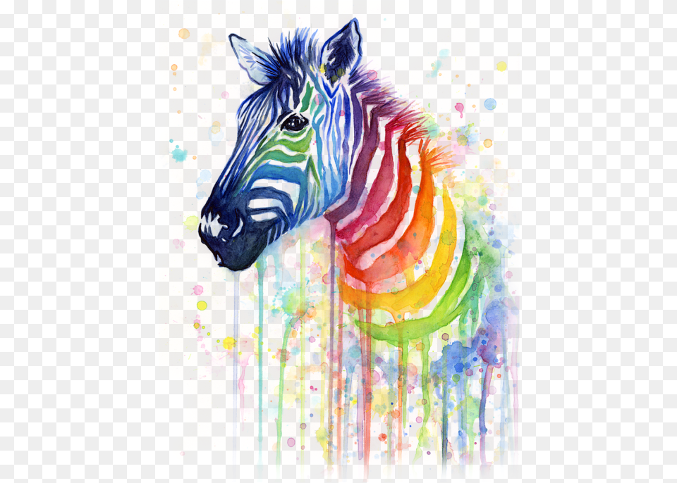 Rainbow Zebra, Art, Modern Art, Painting, Animal Png