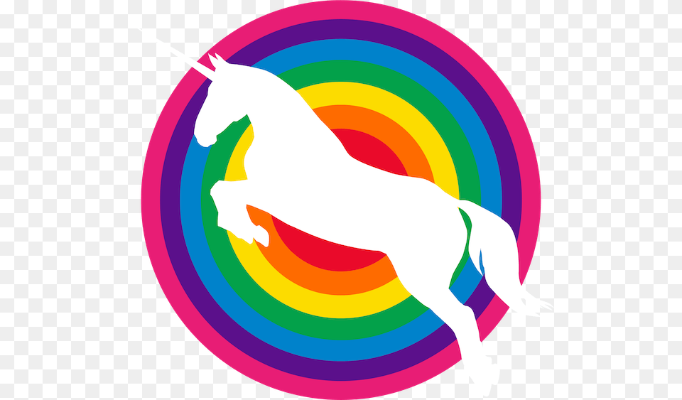 Rainbows And Unicorn Icon Features A White Silhouette Graphic Design, Animal, Horse, Mammal, Baby Free Png Download