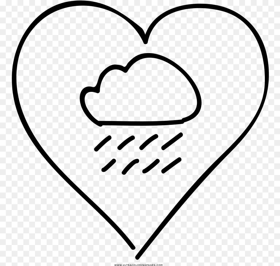 Raincloud Heart Coloring, Gray Png