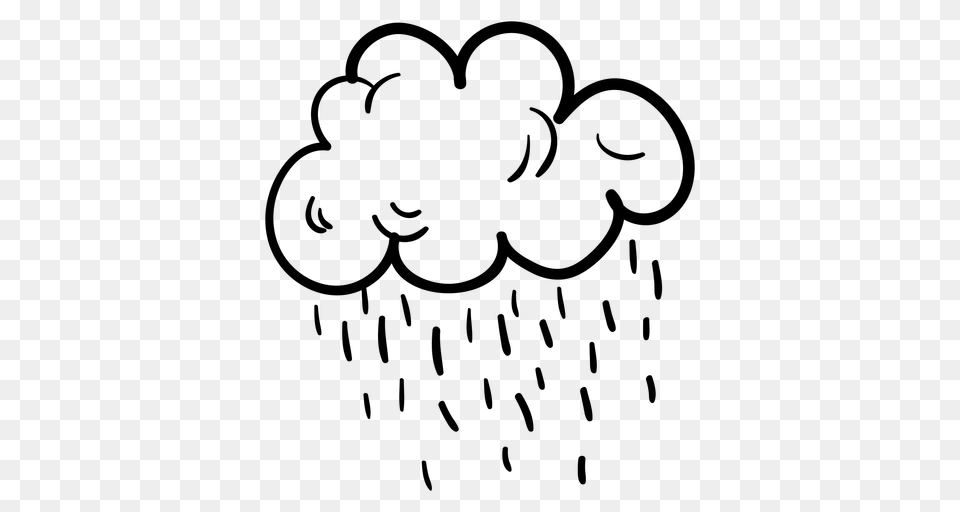 Raining Cloud Doodle, Gray Png Image