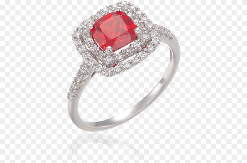 Raised Double Halo Passion Red Ring Ring, Accessories, Jewelry, Silver, Diamond Png Image