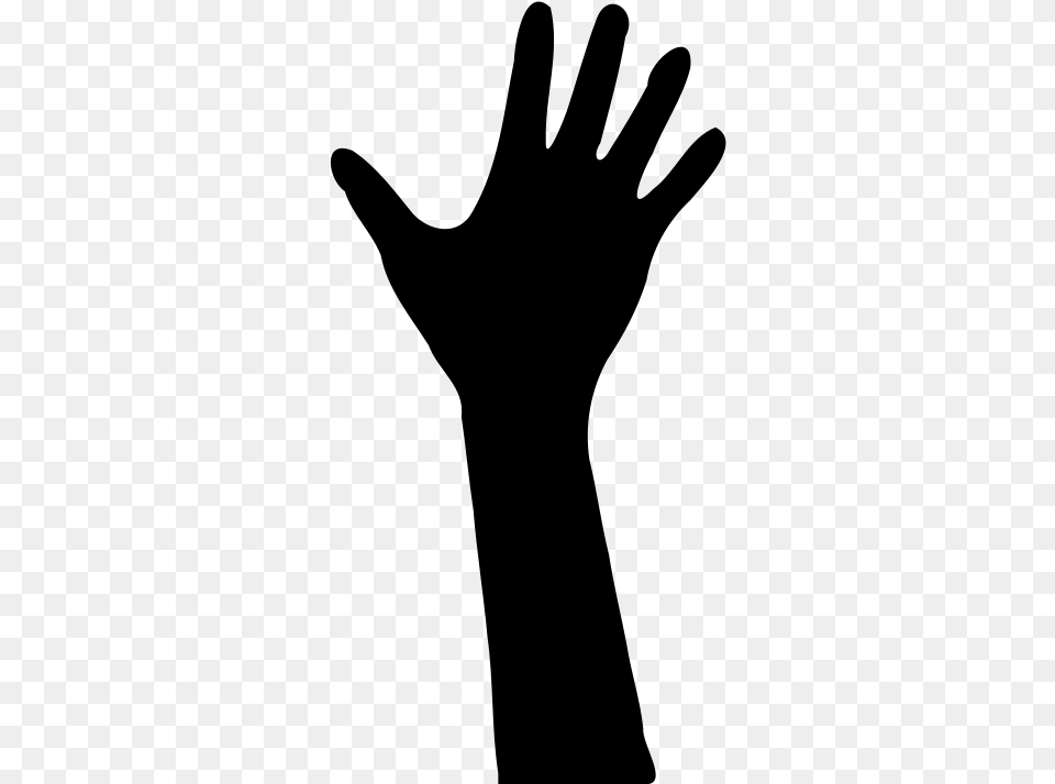 Raised Hand In Silhouette Child Hand Silhouette, Gray Png