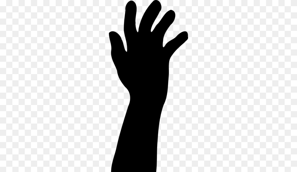 Raised Hand In Silhouette Clip Art Hand Silhouette, Gray Free Png