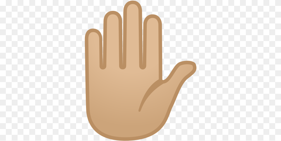 Raised Hand Medium Light Skin Tone Emoji Emoji Hand, Clothing, Glove, Body Part, Finger Png Image