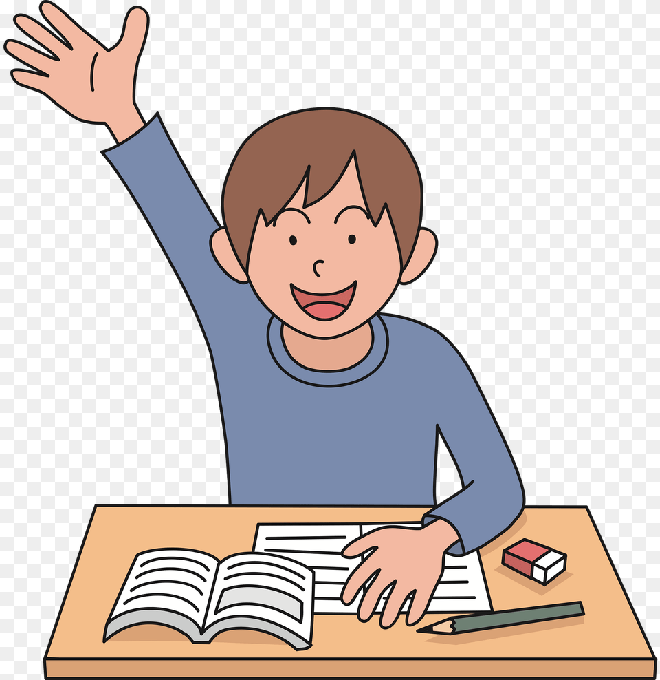 Raised Hand Student Clipart, Face, Head, Person, Reading Free Png Download