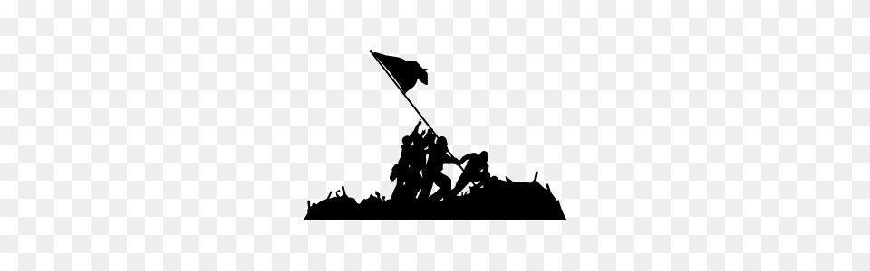 Raising Flag On Iwo Jima Sticker, People, Person, War, Silhouette Free Png Download