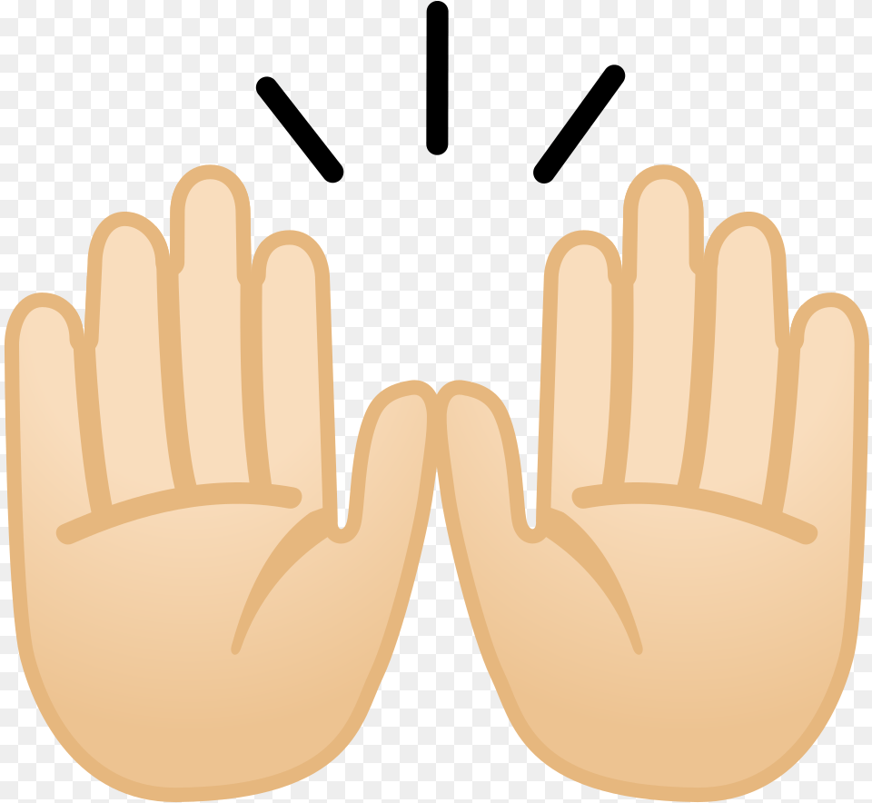 Raising Hands Light Skin Tone Free Icon Of Noto Emoji Emoji Raised Hands, Clothing, Glove, Body Part, Hand Png