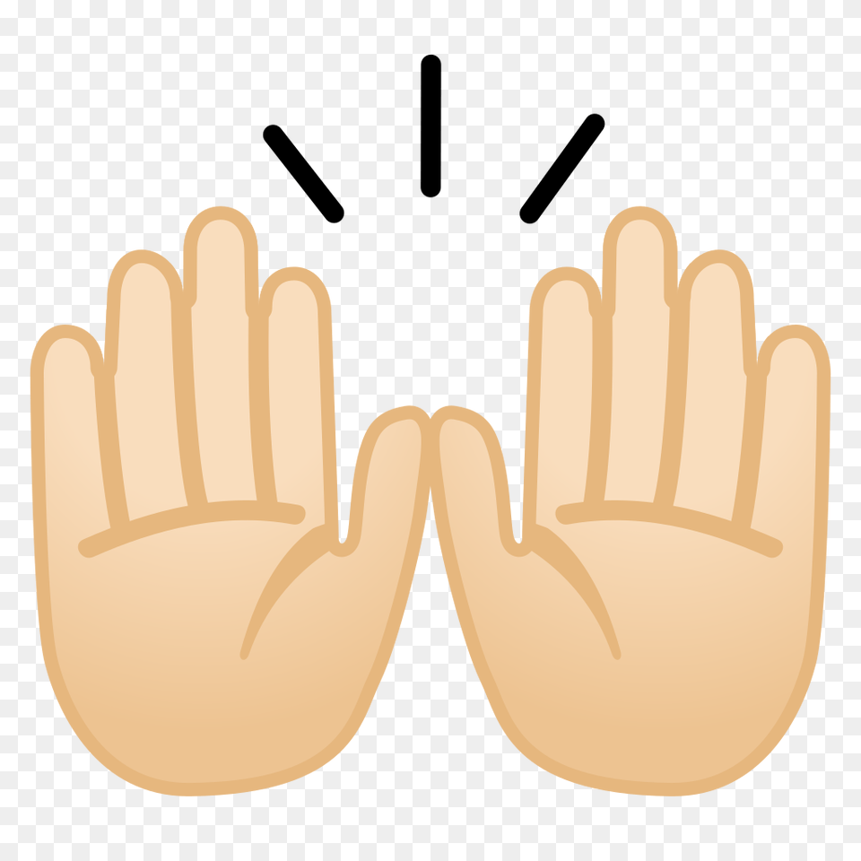 Raising Hands Light Skin Tone Icon Noto Emoji People Emoji Raised Hands, Clothing, Glove, Body Part, Hand Png Image