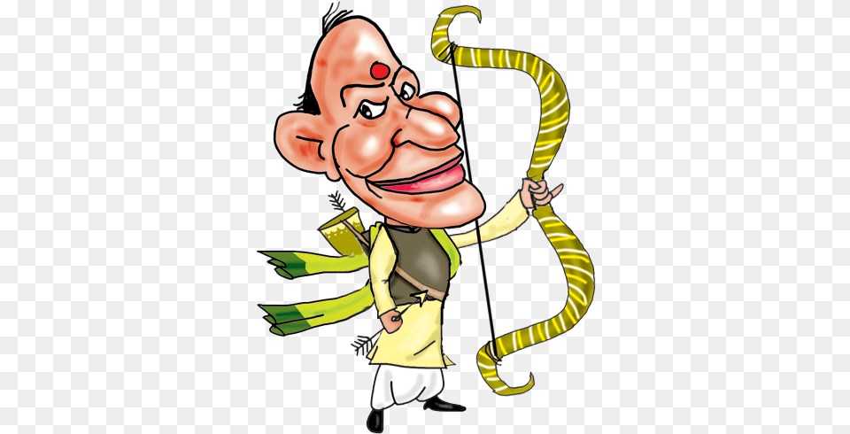 Rajnath Singh Caricature Cartoon, Archery, Baby, Bow, Person Png