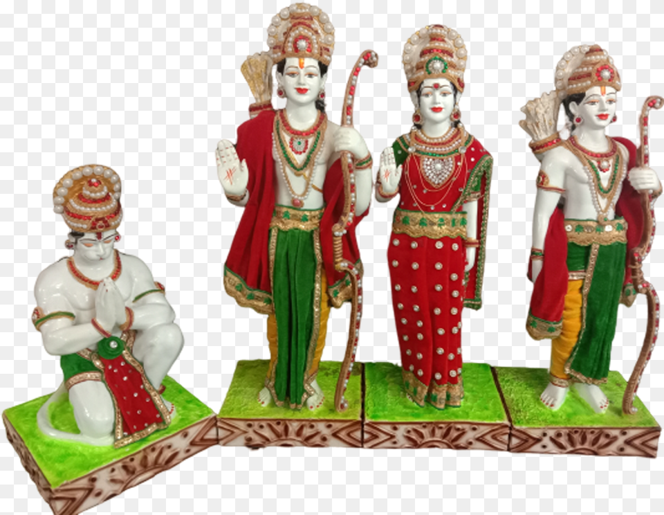 Ram Darbar Murti Rama Sita Lakshman Hanuman Dressed Figurine, Wedding, Person, Adult, Female Png Image