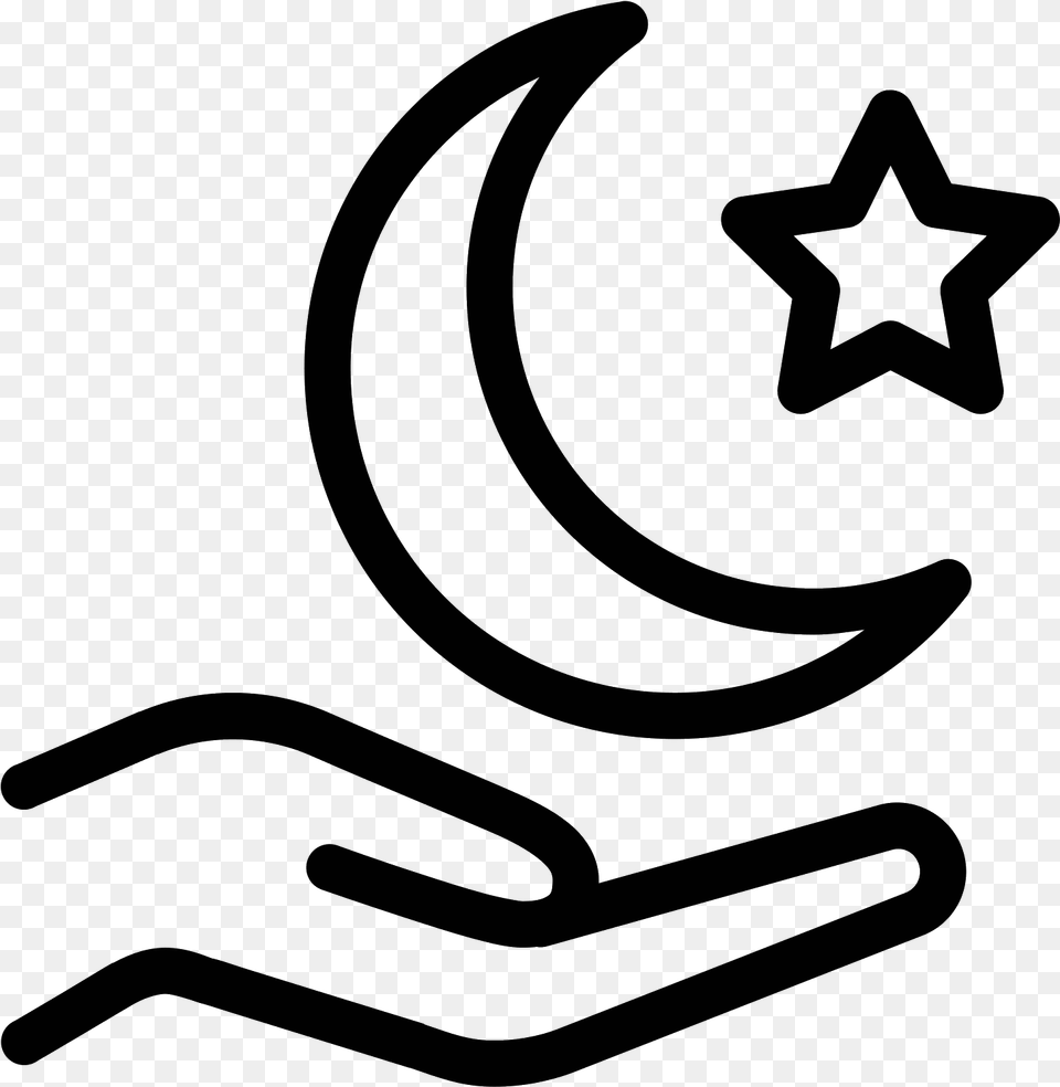 Ramadan Image Moon And Stars Icon, Gray Free Png