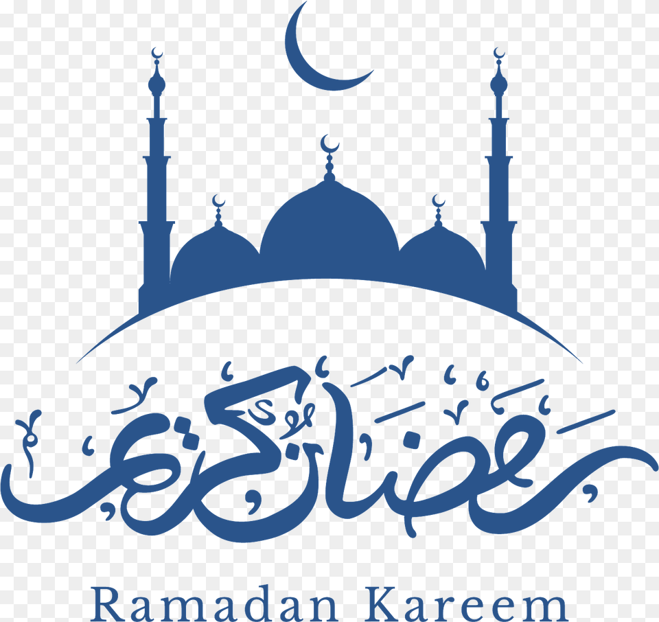 Ramadan Kareem Blue Mosque And Crescent, Architecture, Building, Dome, Text Free Png