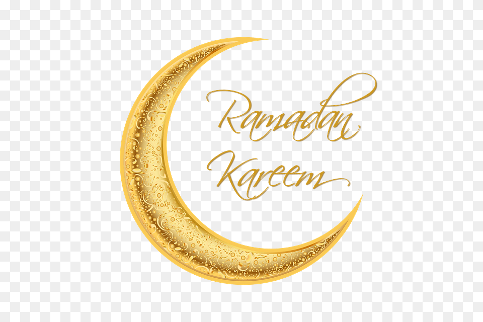 Ramadan Kareem Golden Crescent, Gold, Plate, Astronomy, Moon Free Png