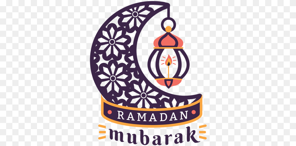 Ramadan Mubarak Lamp Light Candle Crescent Badge Sticker Ramadan Mubarak Logo, Purple Png Image