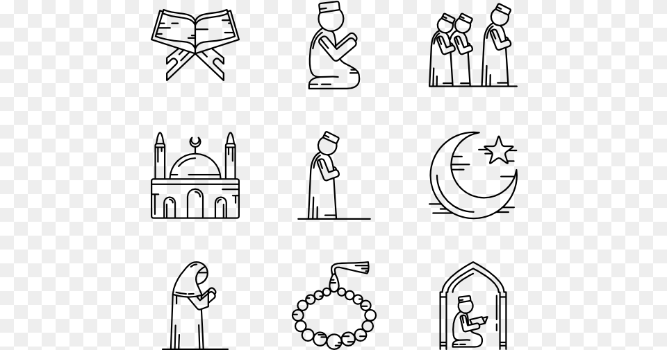 Ramadhan Mubarak Ramadhan Line Art, Gray Free Png