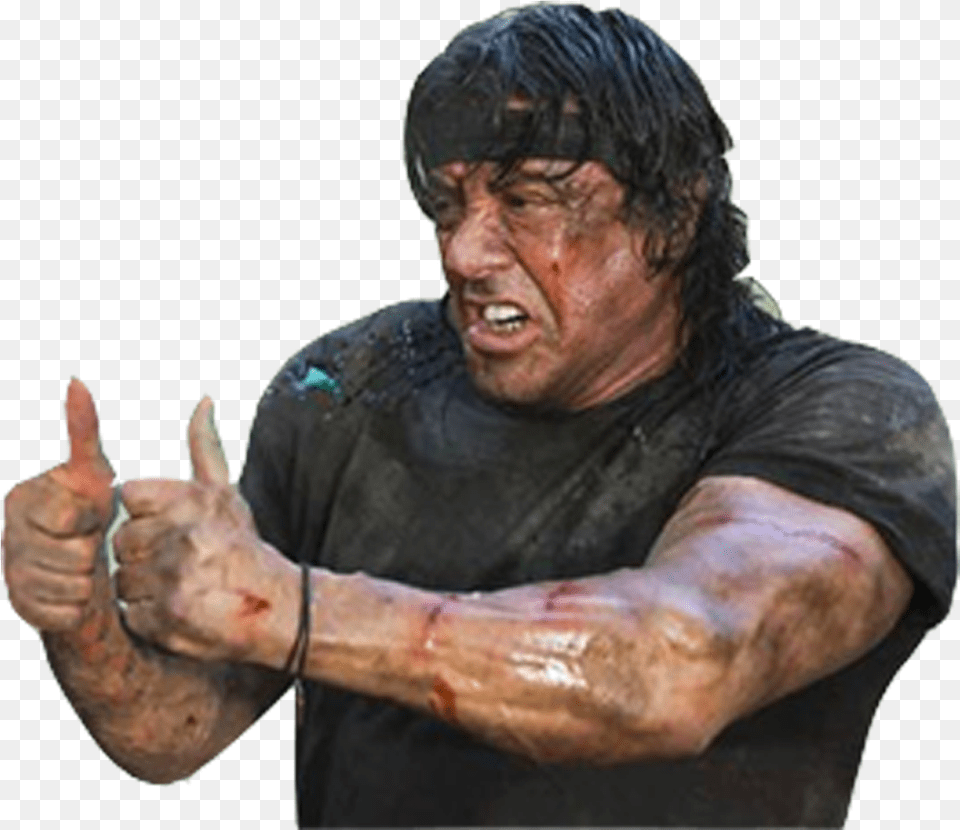 Rambo Photo Someone Asks How Life39s Going, Body Part, Person, Finger, Hand Free Png Download