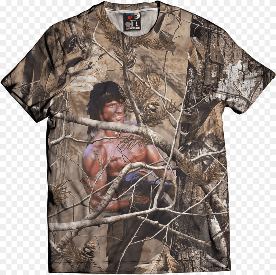 Rambo Tee Camo, T-shirt, Clothing, Person, Man Free Png