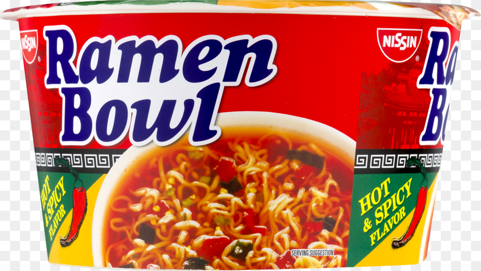 Ramen Bowl Nissin Hot And Spicy Nissin, Food, Noodle, Meal, Can Free Png Download