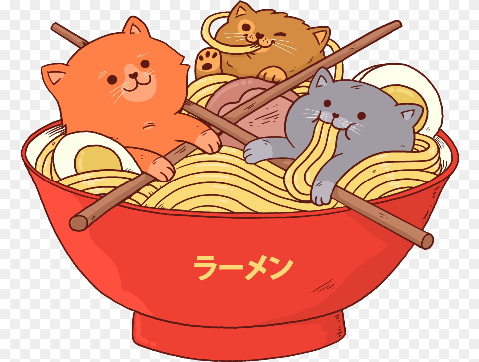 Ramen Cats, Bowl, Animal, Bear, Mammal Free Png Download