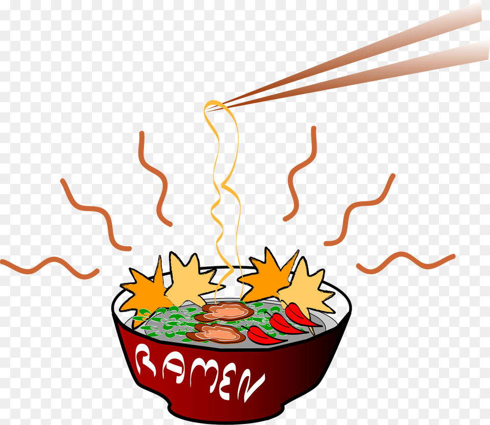 Ramen In A Bowl With Chopsticks Clipart, Food, Meal, Bbq, Cooking Free Png