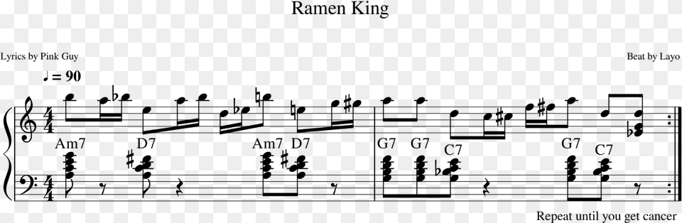 Ramen King Sheet Music Composed By Beat By Layo 1 Of Top Ramen Sheet Music, Gray Png