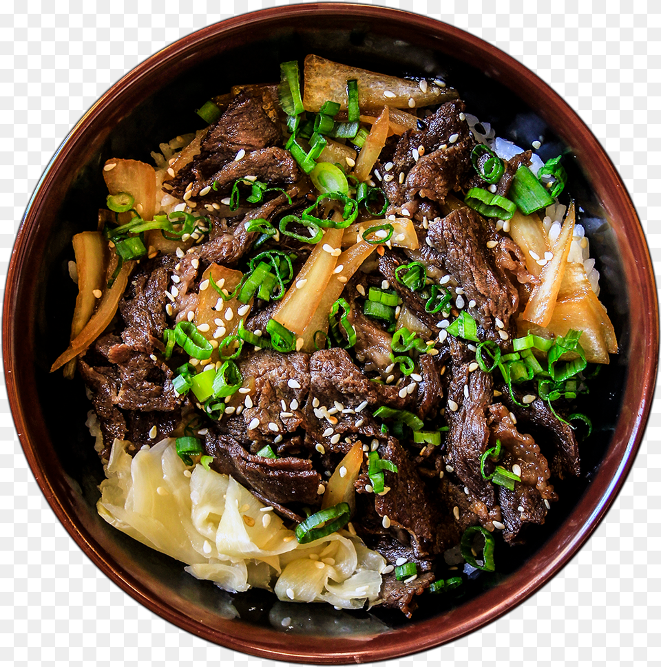 Ramen Okawari Bulgogi Top View, Food, Food Presentation, Meal, Beef Free Png