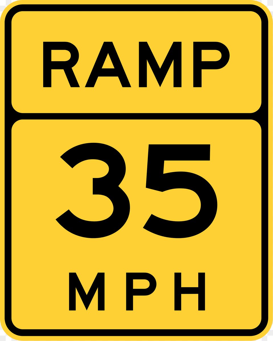 Ramp Speed Advisory Clipart, Sign, Symbol, Road Sign, Text Free Png Download
