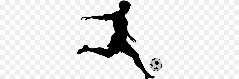 Rams Sports Black And White Soccer Clipart, Silhouette, Ball, Football, Kicking Free Png