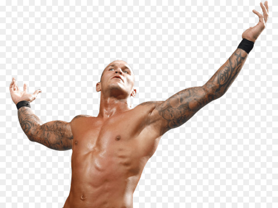 Randy Orton Raising Hands Awl130 Randy Orton Rko Transparent, Tattoo, Skin, Person, Hand Png Image