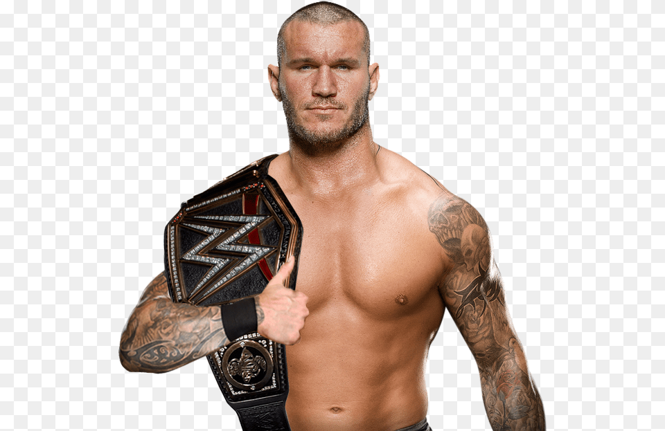 Randy Orton Randy Orton With Wwe Championship, Tattoo, Skin, Person, Adult Free Png