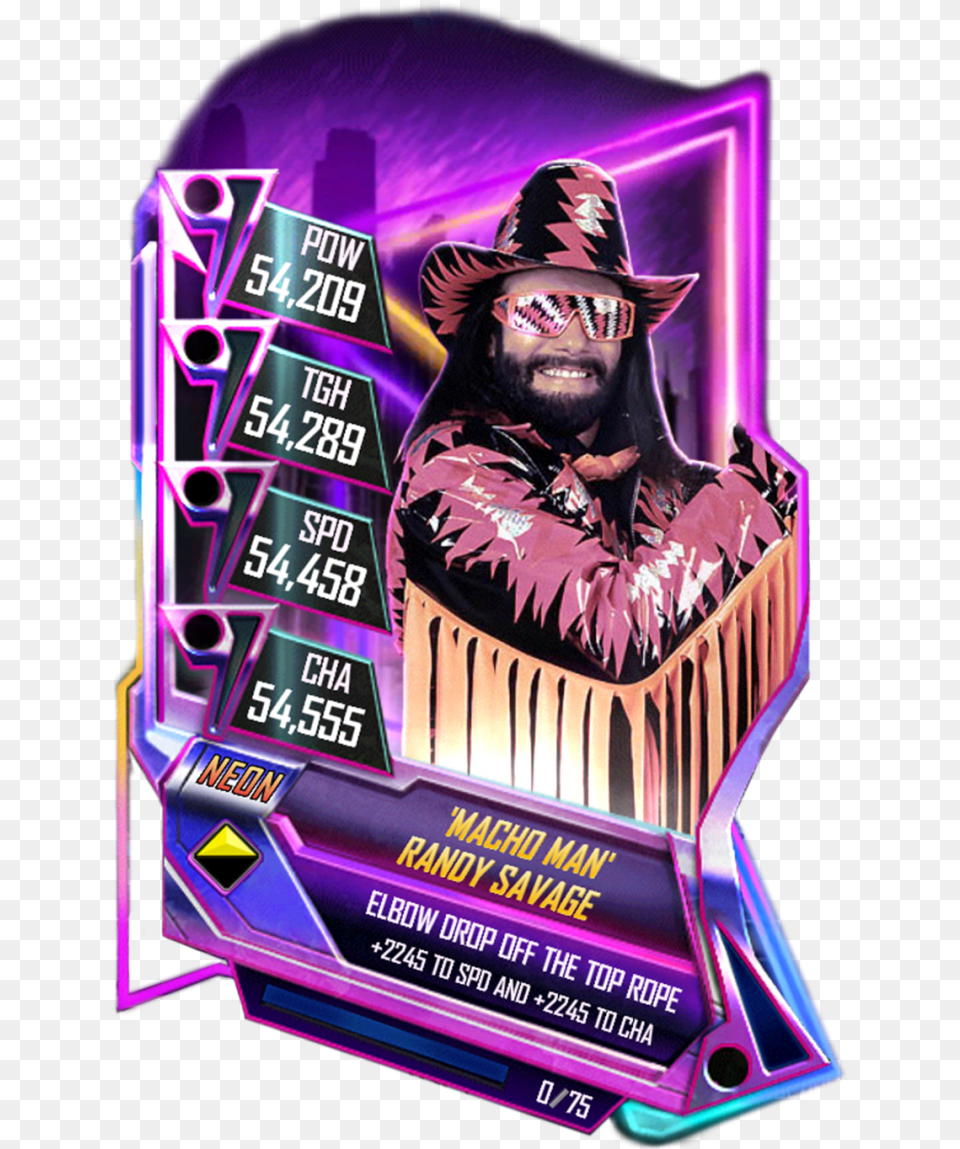 Randysavage S5 23 Neon10 Wwe Supercard Neon Cards, Accessories, Sunglasses, Person, Man Png