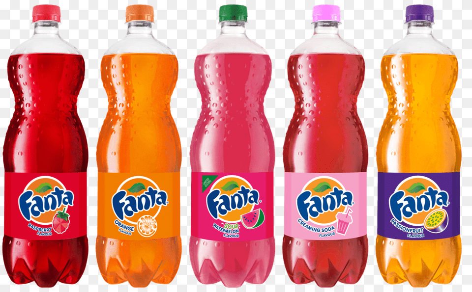 Range Of Fanta Bottles, Beverage, Bottle, Pop Bottle, Soda Png