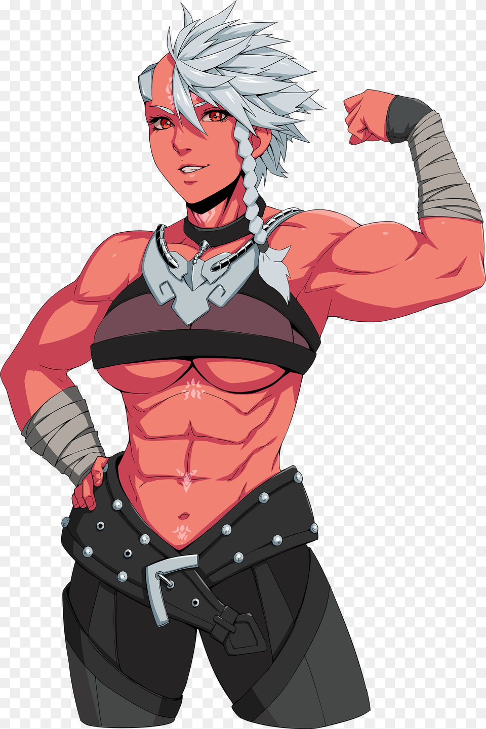 Rani Flexing Red Skin Female Oni, Book, Comics, Publication, Person Free Transparent Png