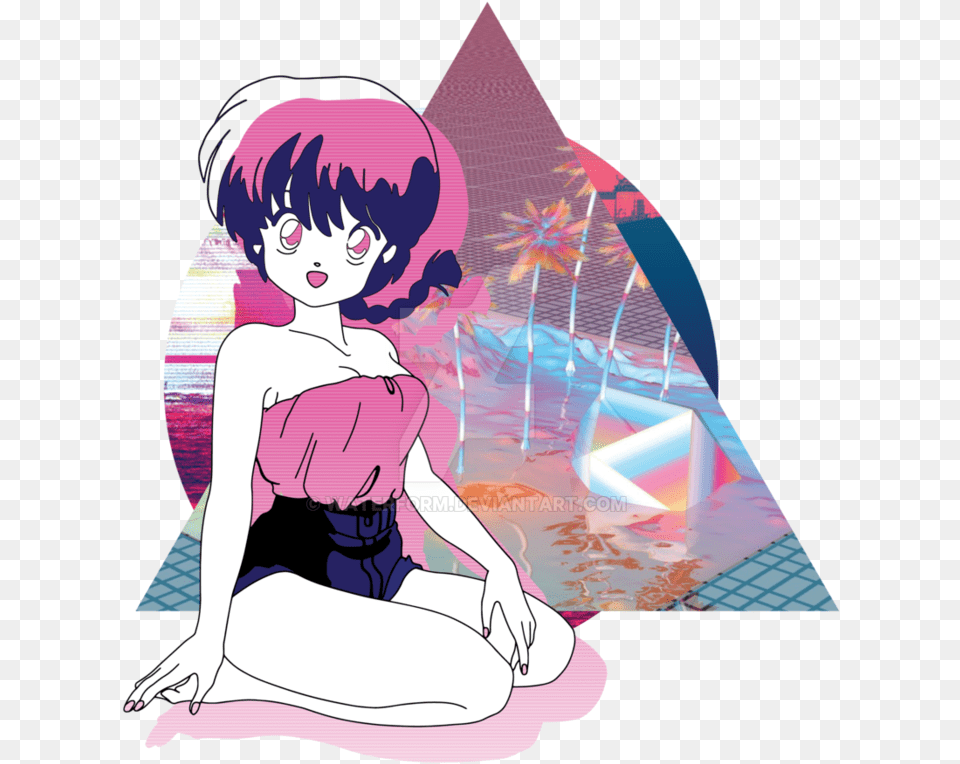 Ranma Vaporwave Icons And Backgrounds Aesthetic Anime Transparent, Book, Comics, Publication, Baby Png Image