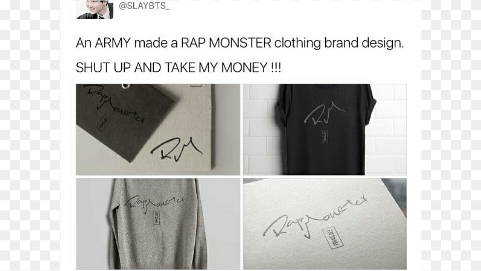 Rap Monster Clothing Line, T-shirt, Person, Long Sleeve, Sleeve Png