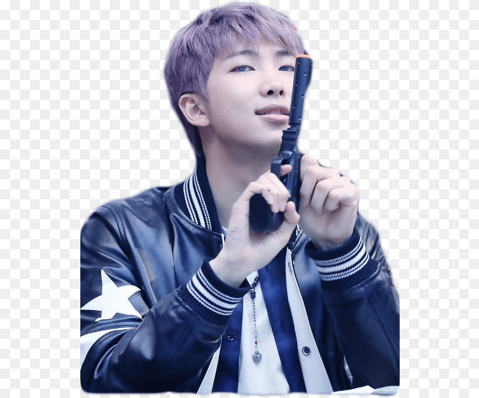 Rap Monster Com Arma Download Rap Monster With Gun, Solo Performance, Photography, Person, Performer Free Transparent Png