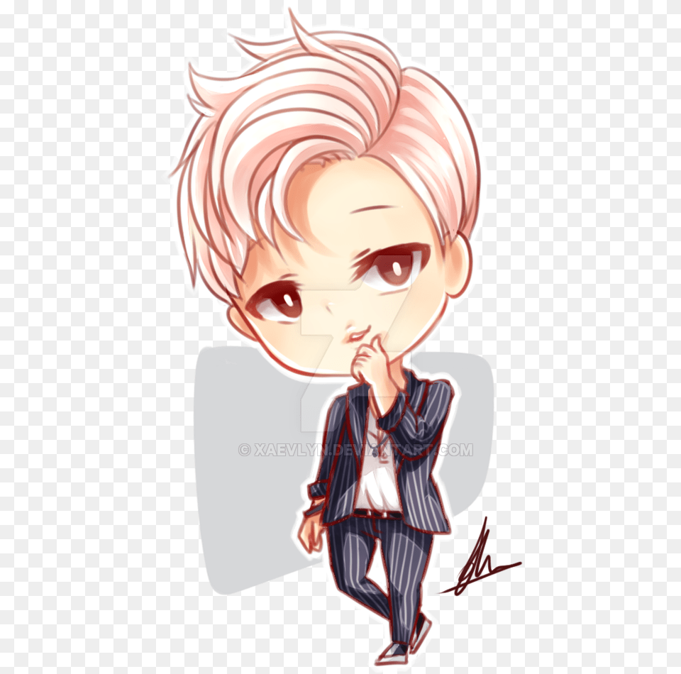 Rapmonster Chibi By Xaevlyn Rap Monster Bts Chibi, Book, Comics, Publication, Baby Free Transparent Png