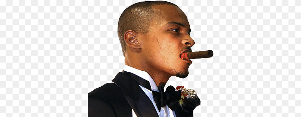 Rapper Ti Smoking Cigar Gentleman, Adult, Person, Man, Male Png Image