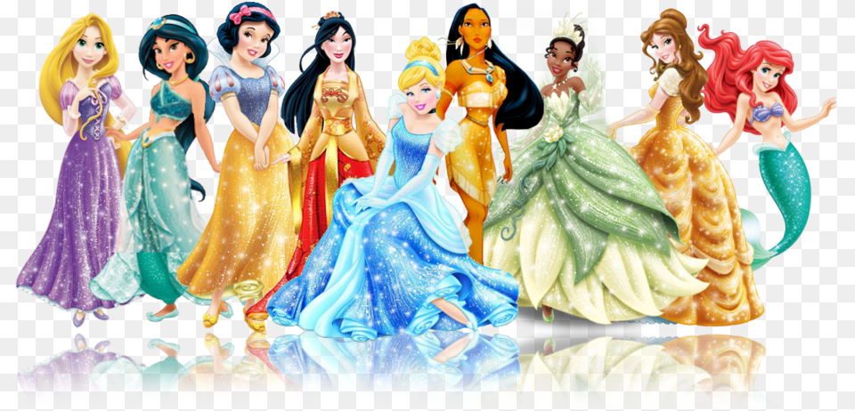 Rapunzel Aurora Disney Princess Tiana Ariel Disney Princesses Background, Figurine, Clothing, Doll, Dress Free Transparent Png