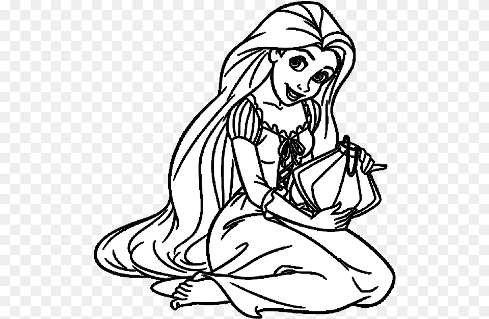 Rapunzel Para Colorir E Pintar Disney Princess Black And White, Publication, Book, Comics, Adult Png