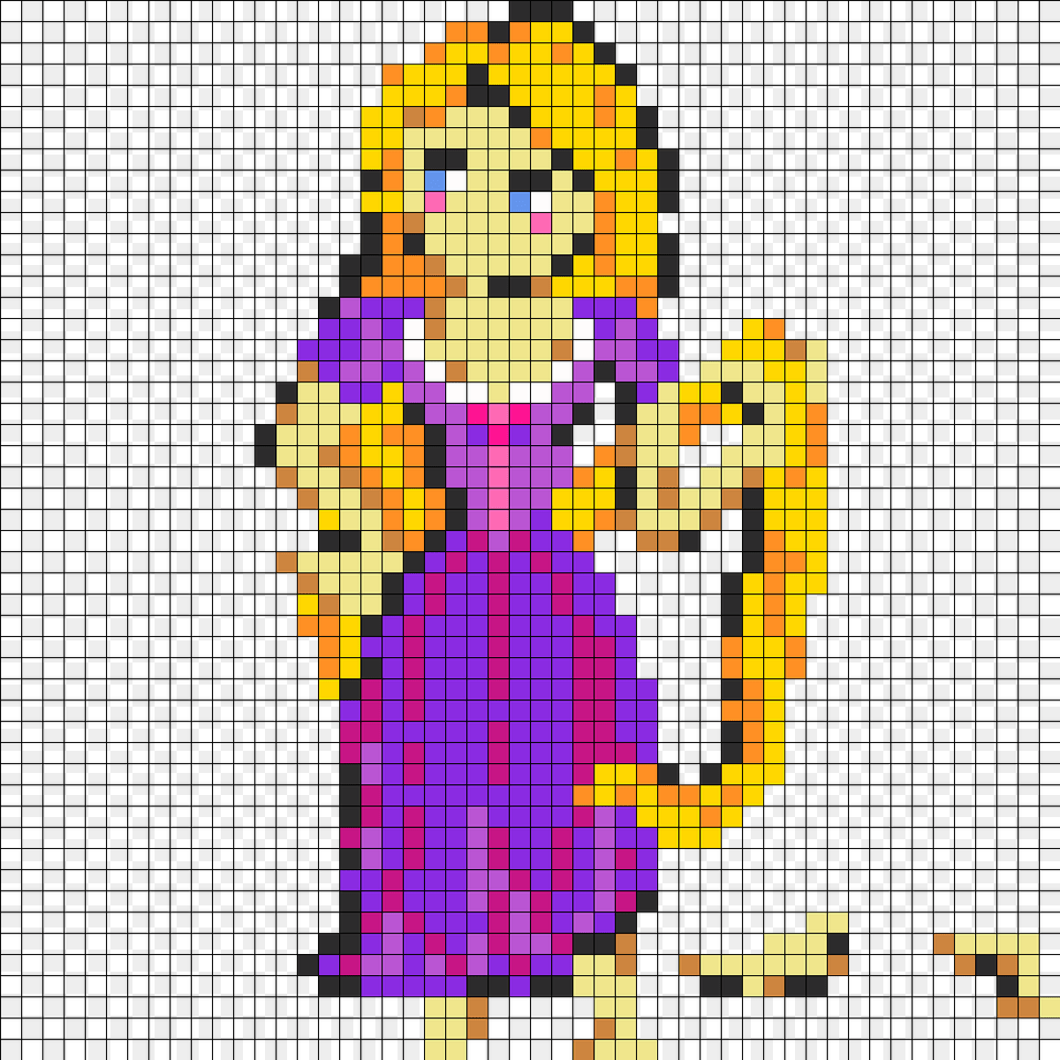 Rapunzel Perler Bead Pattern Bead Sprite Pixel Art Disney Rapunzel, Tile, Mosaic, Person Free Transparent Png