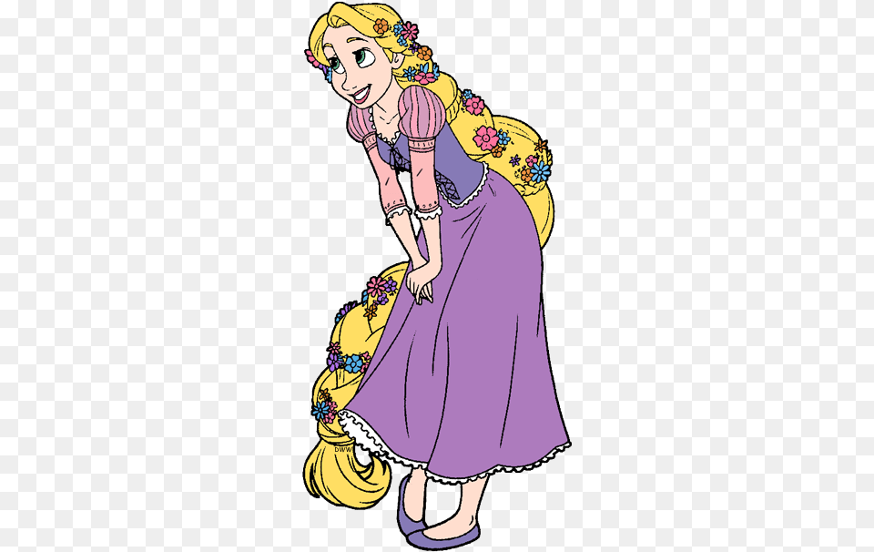 Rapunzel Tangled With Flowers In Hair Clip Art, Book, Publication, Comics, Adult Free Transparent Png